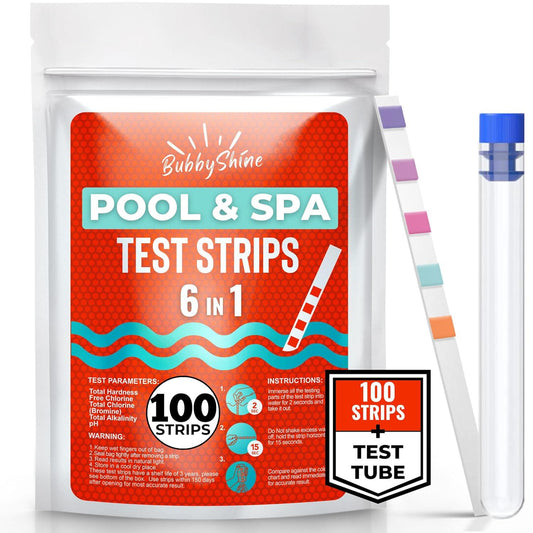 100 Pool Test Strips - Chemical Hot Tub Test Strips For Hot Tub Water, Pool And Spa Test Strips For Hot Tub Testing Strips, Pool Strips Test PH Strips, Chlorine, Bromine, Hardness, Alkalinity