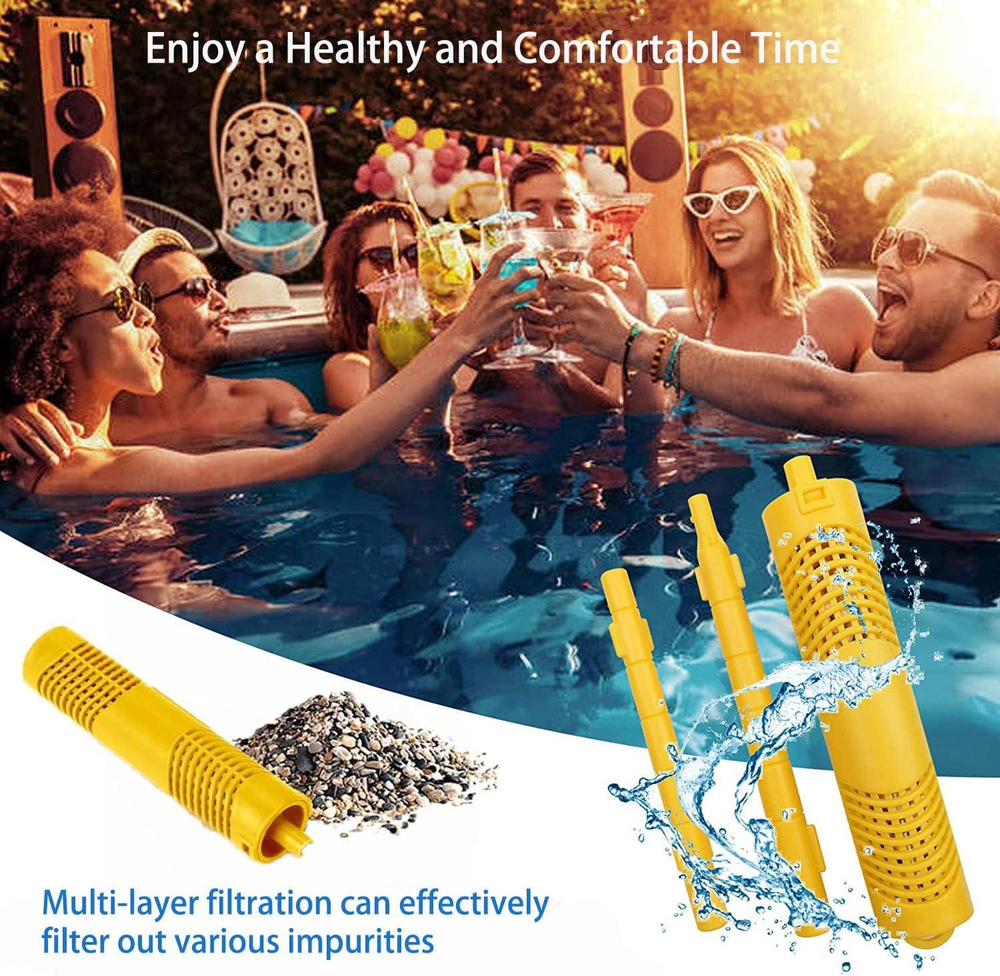 2 Pack Spa Mineral Sticks Parts Cartridge For Hot Tub Swimming Pool Fish Pond Filter, Last For 4 Month(Yellow)