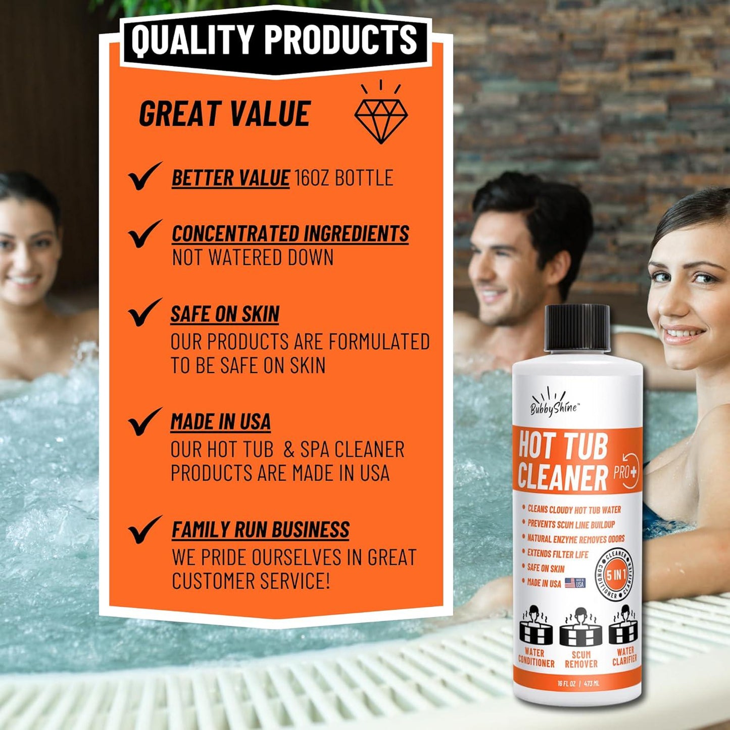 5in1 Weekly Spa Protector All In One Hot Tub Cleaner - Natural Enzyme Spa Clarifier, Conditioner, Inflatable Hot Tub Chemicals Starter Kit, Spa Chemicals For Hot Tub Spa Cleaner, 16 Weeks