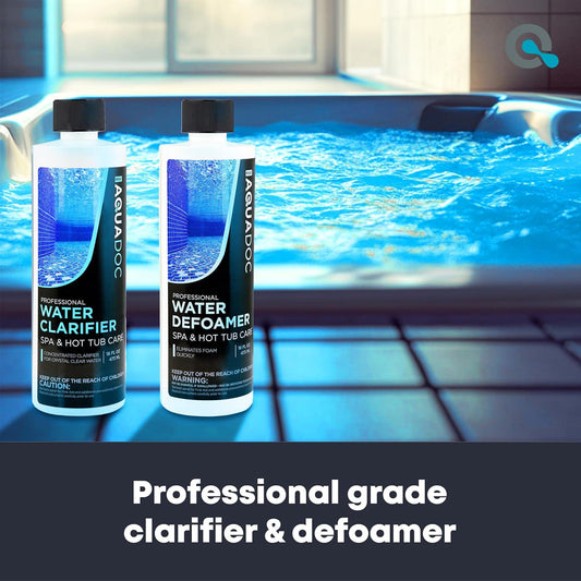 AquaDoc Spa Clarifier And Spa Defoamer Hot Tub Chemical Kit - Includes 16oz Water Clarifier And 16oz Anti-Foam For Hot Tubs