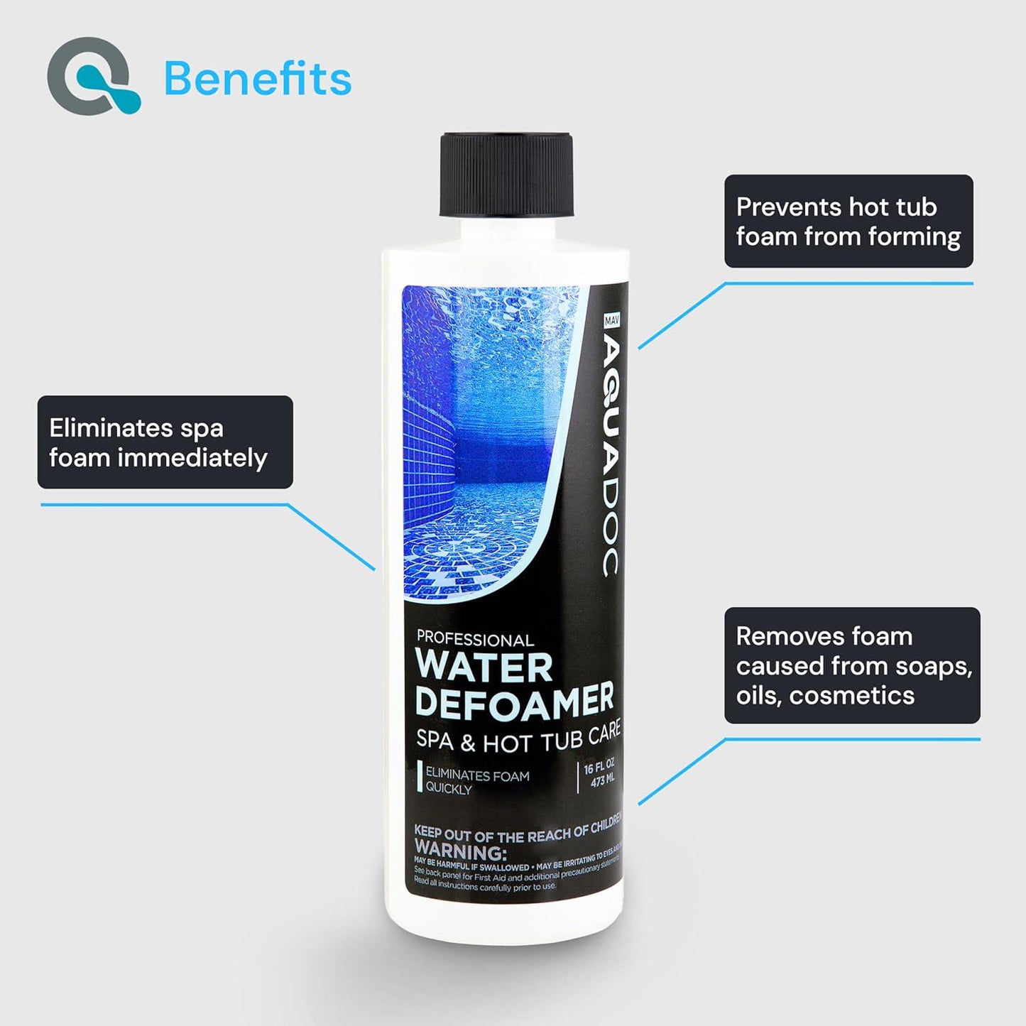 AquaDoc Spa Clarifier And Spa Defoamer Hot Tub Chemical Kit - Includes 16oz Water Clarifier And 16oz Anti-Foam For Hot Tubs