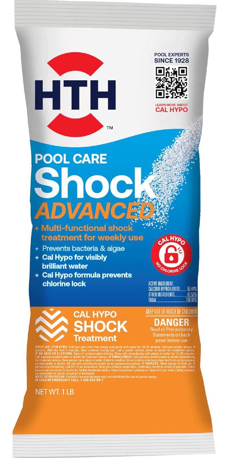 HTH 52035 Swimming Pool Care Shock Advanced, Swimming Pool Chemical, Cal Hypo Formula, 1lb