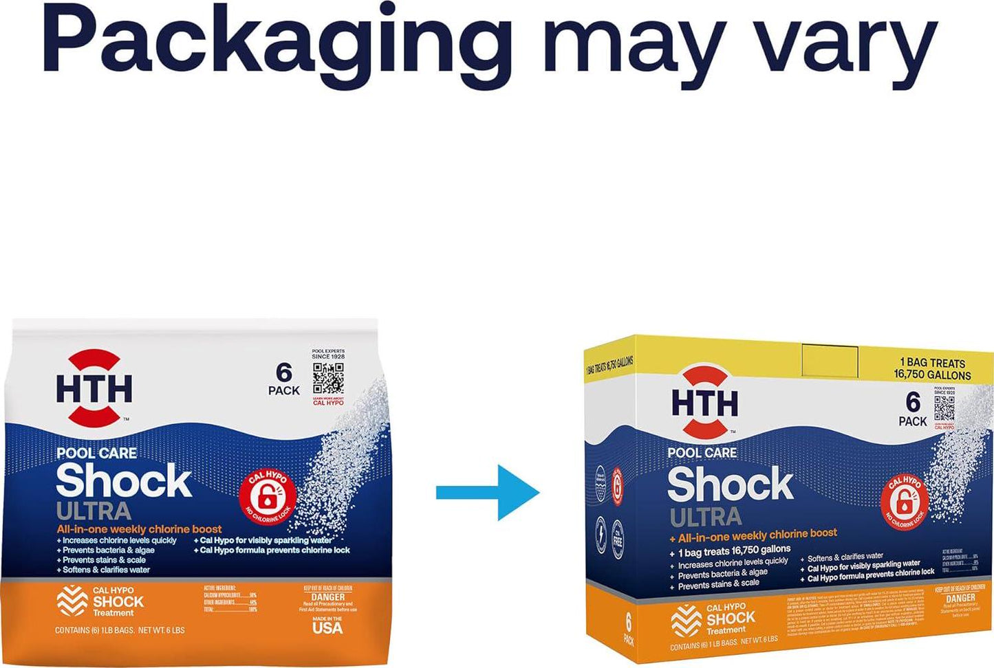 HTH 52040B Swimming Pool Care Shock Ultra, Swimming Pool Chemical, Cal Hypo Formula, 1lb (6 Pack)