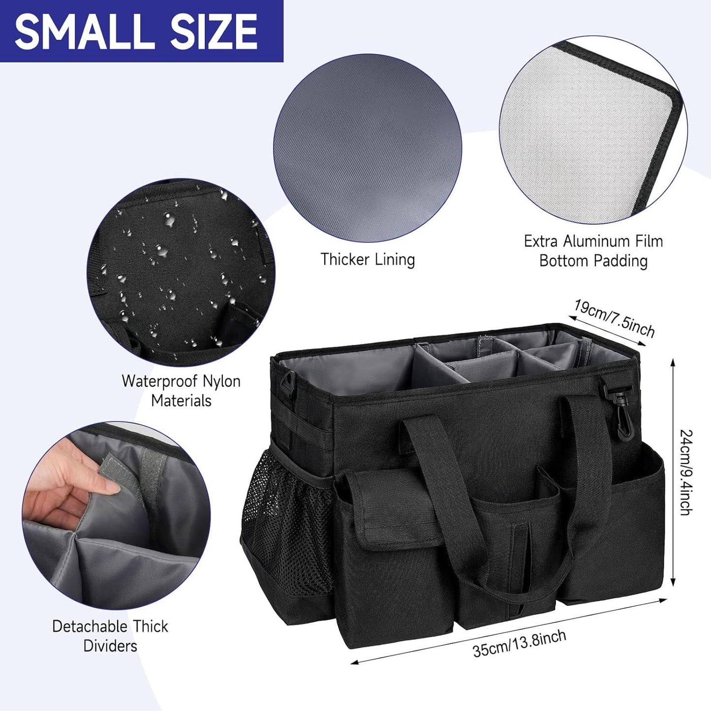 Hot Tub Chemical Storage Bag For Adults,Spa Accessories Organizer With Handle And Shoulder Strap, Caddy Bag For Hot Tub Supplies,Black,Medium