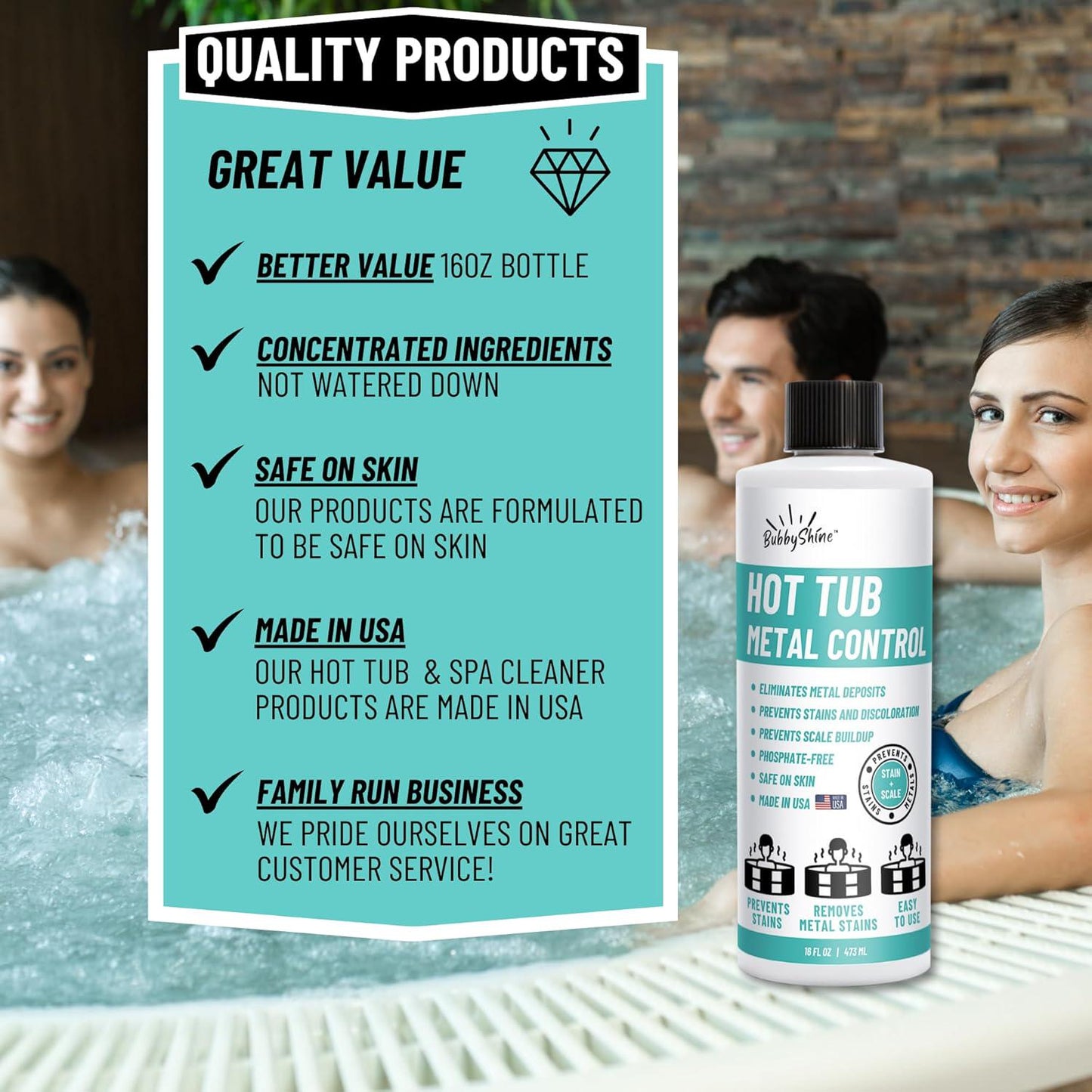 Hot Tub Metal Remover - Spa Metal Gone Hot Tub Cleaner, Metal Out Spa Metal Remover For Hot Tub, Stain And Scale Control For Hot Tub, Spa Cleaner For Hot Tub Chemicals