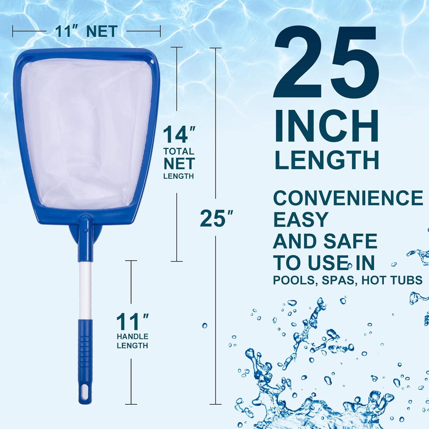 POOLAZA Hot Tub Skimmer Net Handheld, Professional Pool, Spa, Pound Skimmer Net With Aluminum Pole Handle, Deep Ultra Fine Mesh Netting Small Pool Skimmer Net, Upgrade Durable Hot Tub Net Hand Skimmer