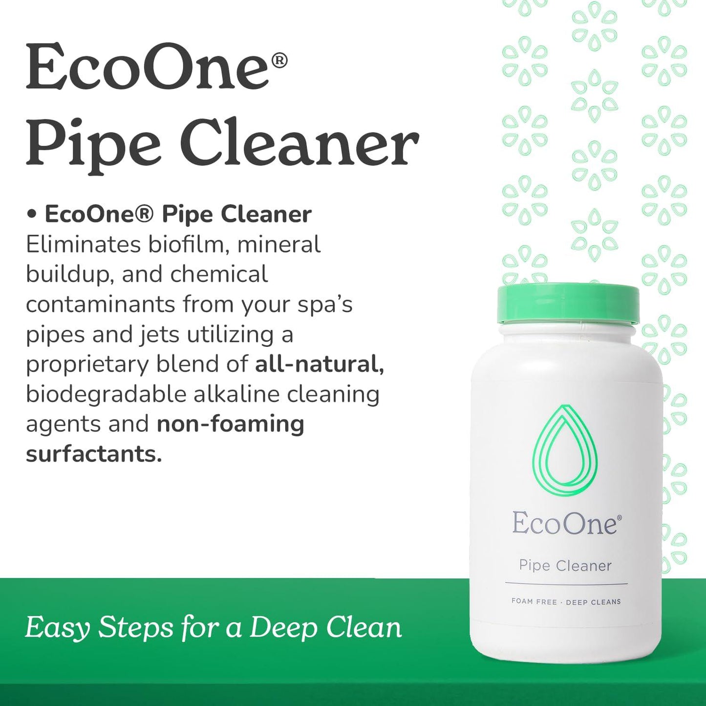 Pipe Cleaner By EcoOne | All-Natural Spa And Hot Tub Pipe And Jet Cleaner | Hot Tub Jet Cleaner Made With Non-Foaming Alkaline Ingredients | Deep-Penetrating Jetted Tub Cleaner, 8 Oz