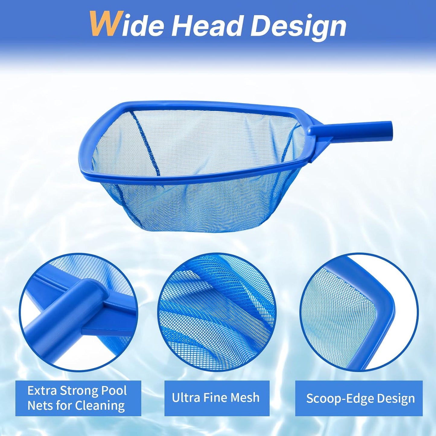 Pool Skimmer Net, Hot Tub Skimmer Spa Net With Pole, 26.3'', Ultra Fine Mesh Skimmer Rake, Swimming Pool Leaf Skimmer Net With Aluminum Pole, Spa Hot Tub Skimmer For Fast Cleaning, Leaves, Debris