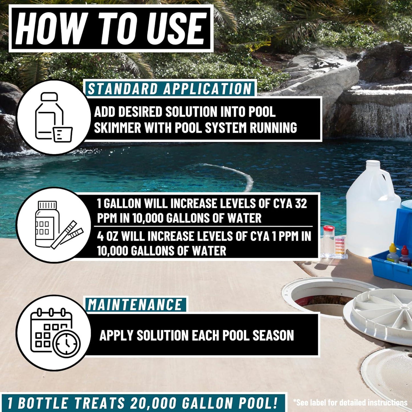 Pool Stabilizer - Cyanuric Acid Pool Stabilizer, Liquid Chlorine Stabilizer For Pool Chemicals, Swimming Pool Conditioner Stabilizer, Pool Stabilizer For Salt Pool And Chlorine, 1 Gallon