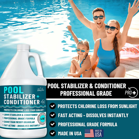 Pool Stabilizer - Cyanuric Acid Pool Stabilizer, Liquid Chlorine Stabilizer For Pool Chemicals, Swimming Pool Conditioner Stabilizer, Pool Stabilizer For Salt Pool And Chlorine, 1 Gallon