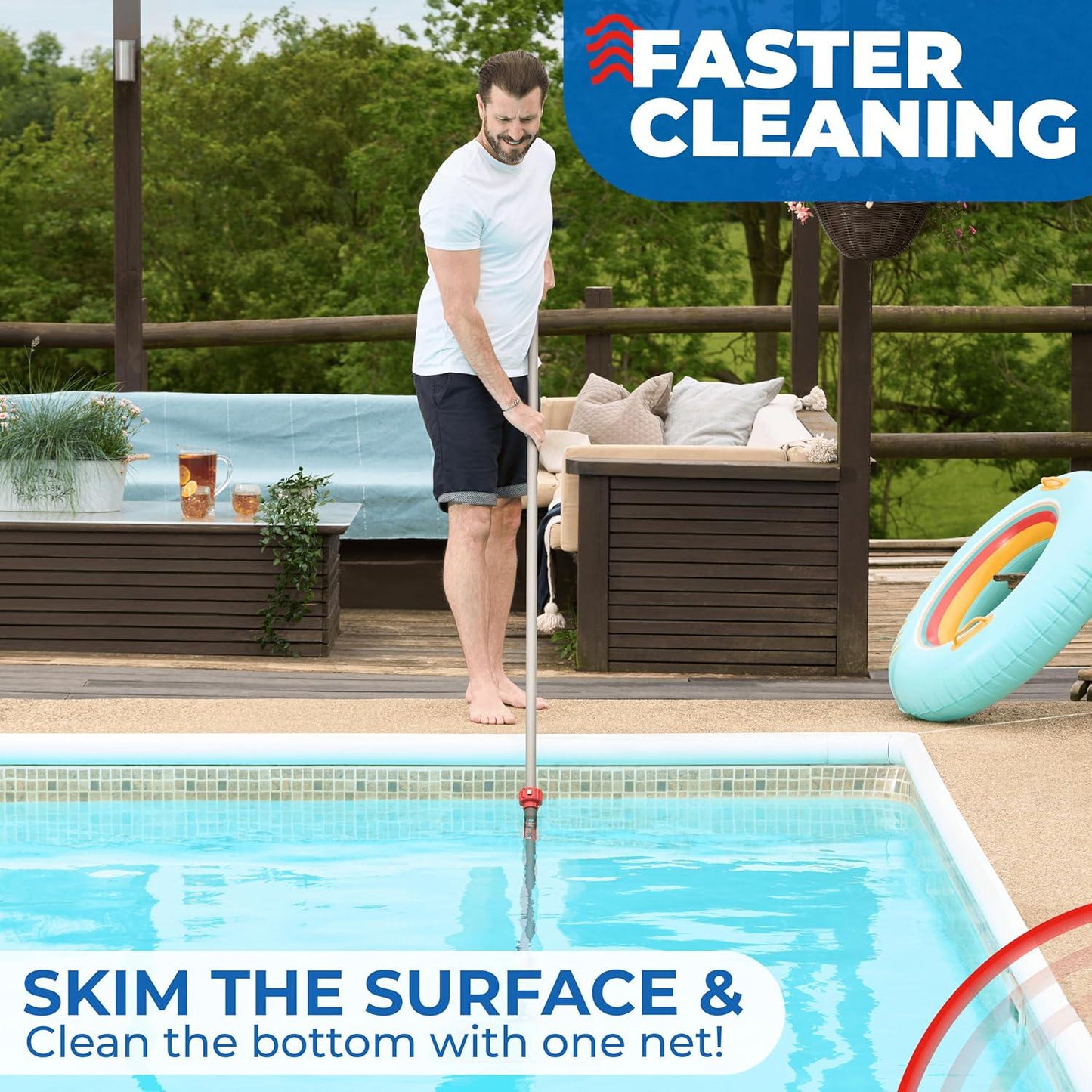 ProTuff Pool Skimmer Nets - 23 - Unlimited Free Replacements - Pro Grade Is 3X Faster Than Other Cleaning Tools - Nearly 24 Inch