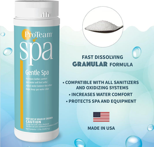 Proteam Spa Gentle Spa Hot Tub Water Softener And Hot Tub Fragrance - Spa Fragrance Hot Tub - Natural Spa Chemicals With SplashWiz Spa And Hot Tub Chemicals Care Guide E-Book Made In USA (1.5 Lb)