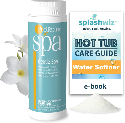 Proteam Spa Gentle Spa Hot Tub Water Softener And Hot Tub Fragrance - Spa Fragrance Hot Tub - Natural Spa Chemicals With SplashWiz Spa And Hot Tub Chemicals Care Guide E-Book Made In USA (1.5 Lb)