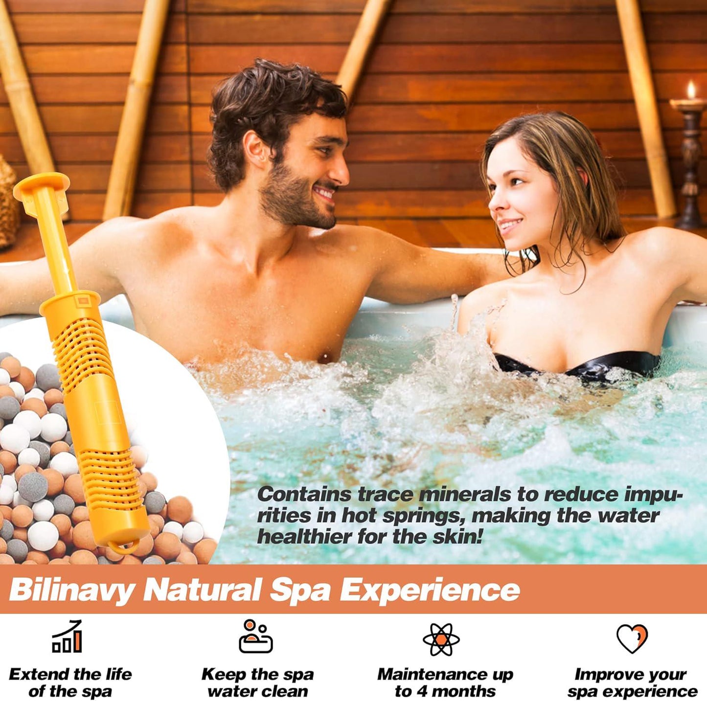 Spa Ag+ Mineral Sticks For Hot Tub, Silver Ion Mineral Cartridge Last For 4 Months Treats (2, Yellow)