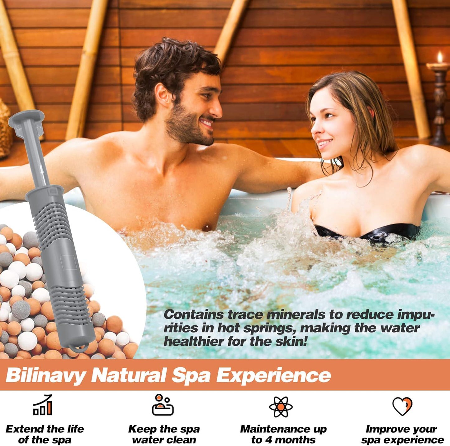 Spa Ag+ Mineral Sticks For Hot Tub, Silver Ion Mineral Cartridge Last For 4 Months Treats (2, Grey)