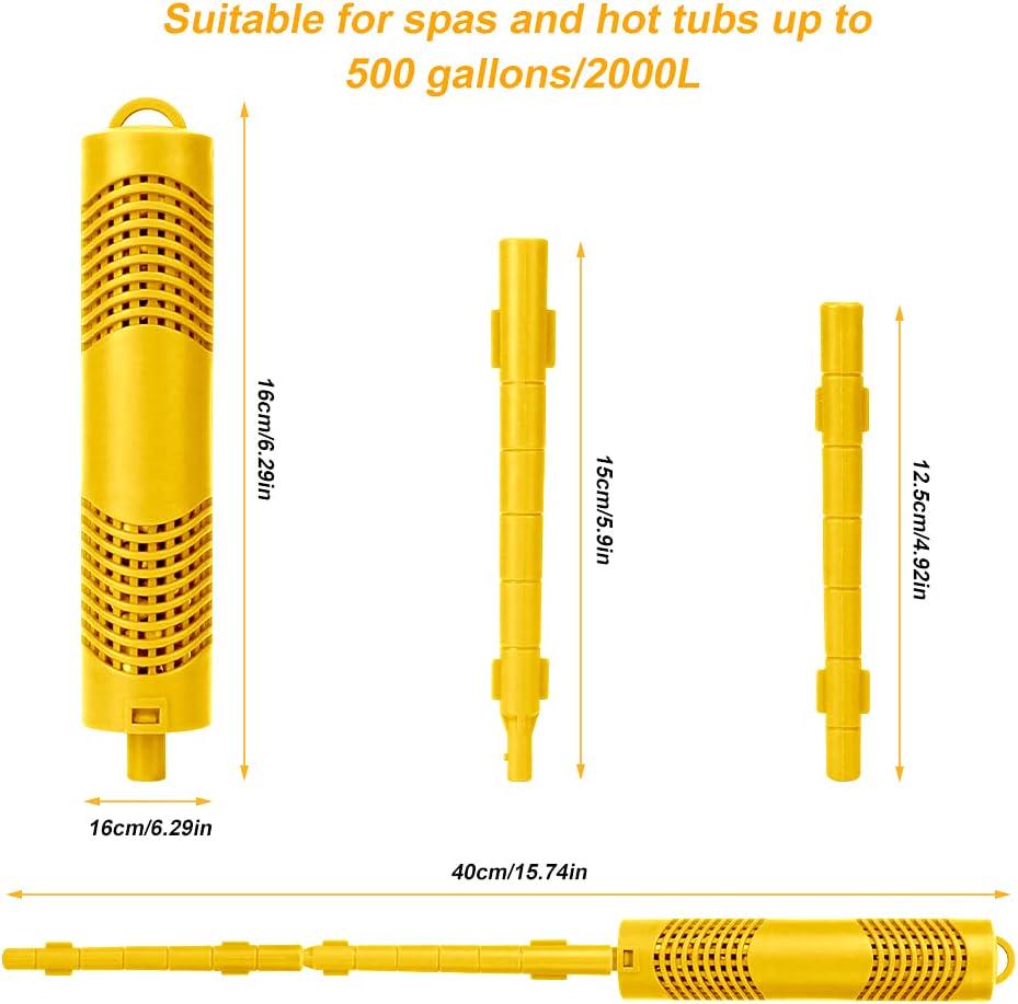 Spa Mineral Stick 4 Pack Hot Tub Filter With 4 Months Lifetime Cartridge Universal For Spas Filters Swimming Pool Fish Pond (Yellow)