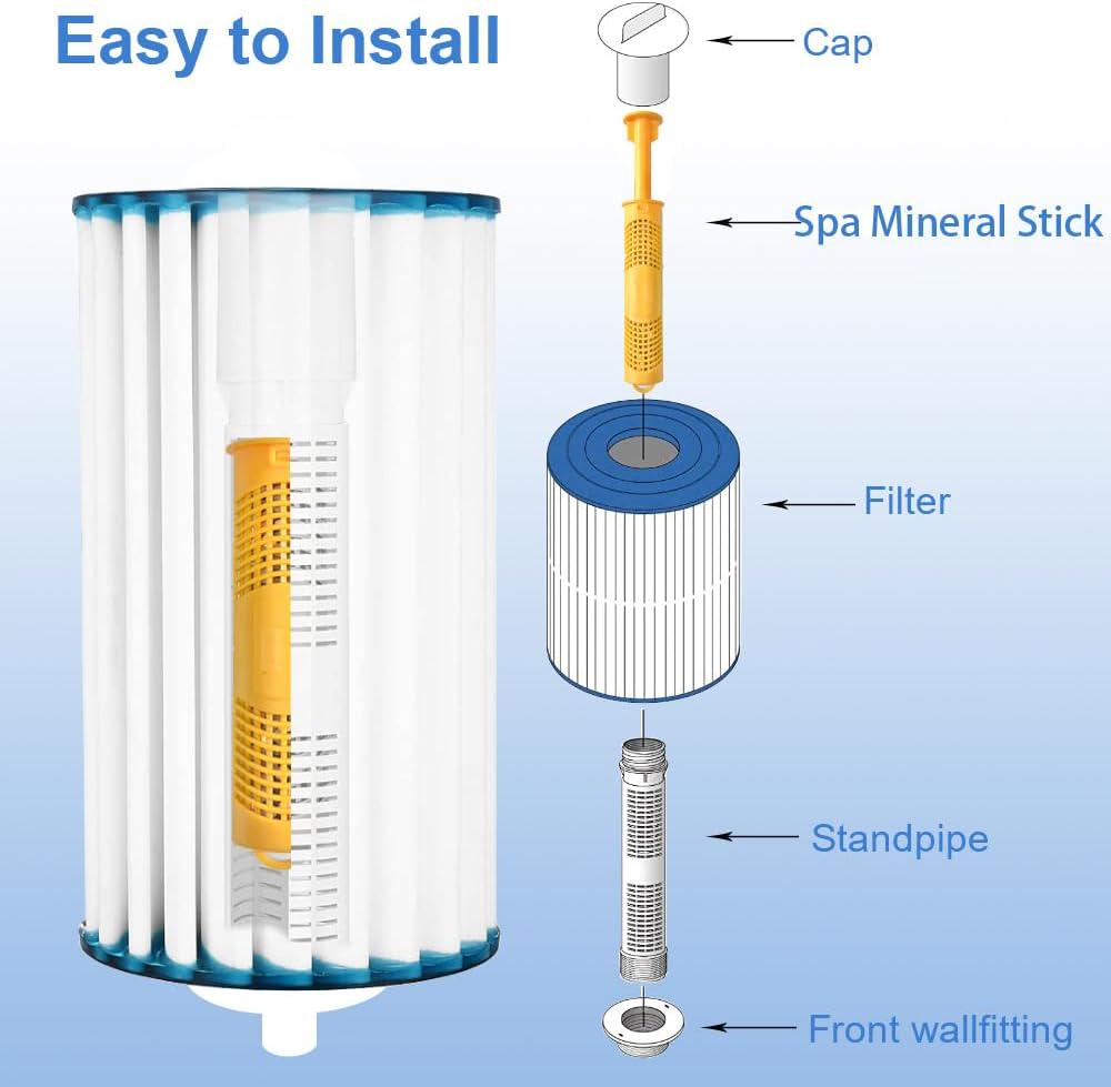 Spa Mineral Stick,Hot Tub Stick Silver Ion Cartridge Ag+ Mineral Stick Filter With 4 Months Lifetime For Most Hot Tub(2-Pack,Yellow)