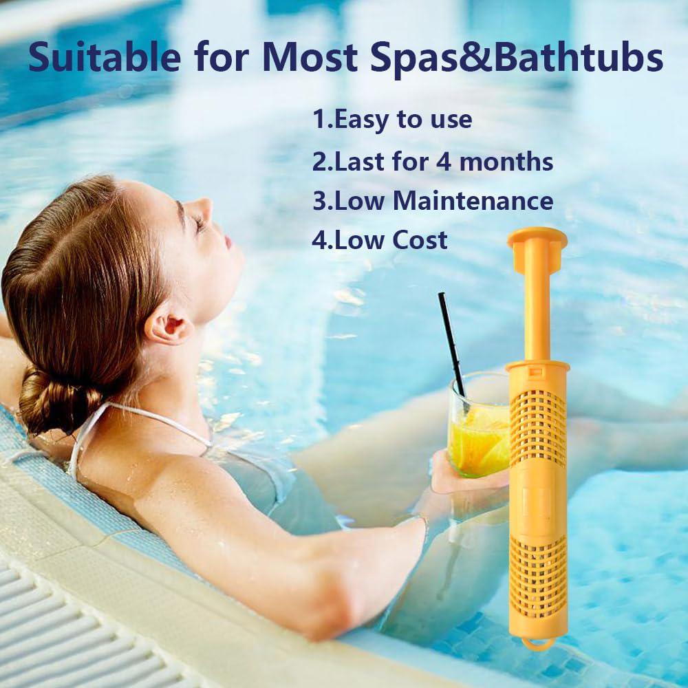 Spa Mineral Stick,Hot Tub Stick Silver Ion Cartridge Ag+ Mineral Stick Filter With 4 Months Lifetime For Most Hot Tub(2-Pack,Yellow)