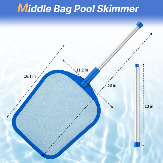 Tavaleu Pool Skimmer, Hot Tub Skimmer Spa Net With Pole, 26'', Ultra Fine Mesh Skimmer Rake, Swimming Pool Leaf Skimmer Net With Aluminum Pole, Spa Hot Tub Skimmer For Fast Cleaning, Leaves, Debris