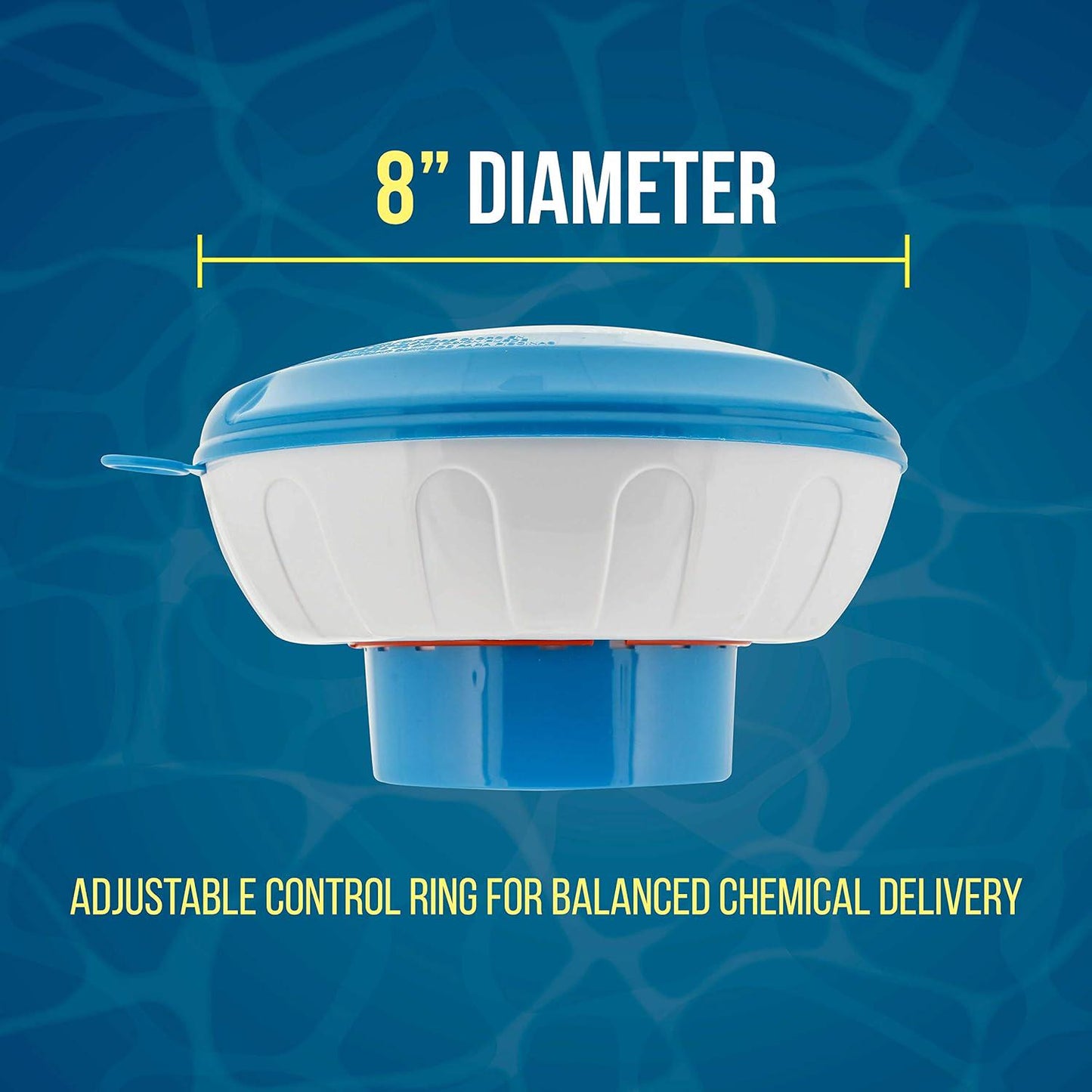 U.S. Pool Supply Floating Pool Chlorine And Bromine Chemical Dispenser With Pop-Up Refill Indicator - Holds 3 And 4 Tablets, 8 Diameter - Adjustable Balanced Chemical Delivery Clorinator Floater