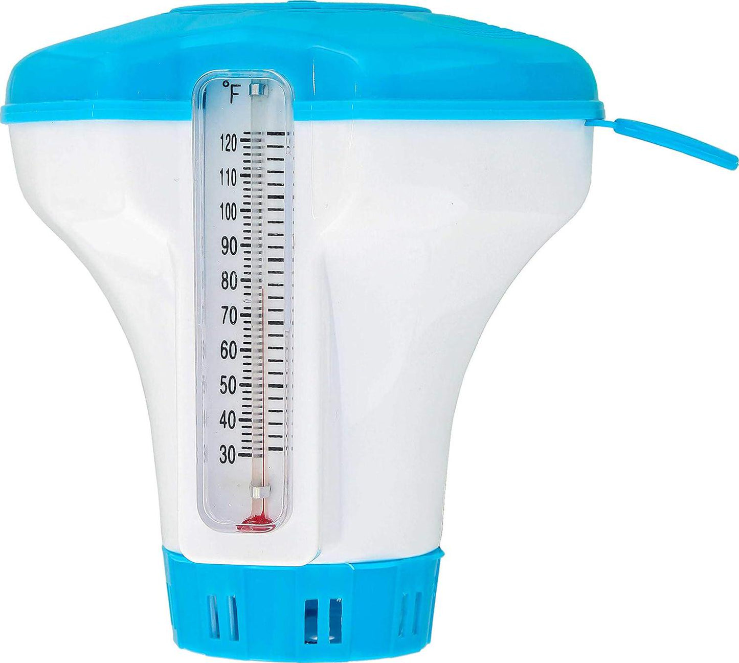 U.S. Pool Supply Spa, Hot Tub, Small Pool, 4-1/2 Diameter Floating Chlorine And Bromine Chemical Dispenser With 120° F Thermometer, Holds 1 Or 1-1/2 Tablets - Adjustable Chemical Delivery