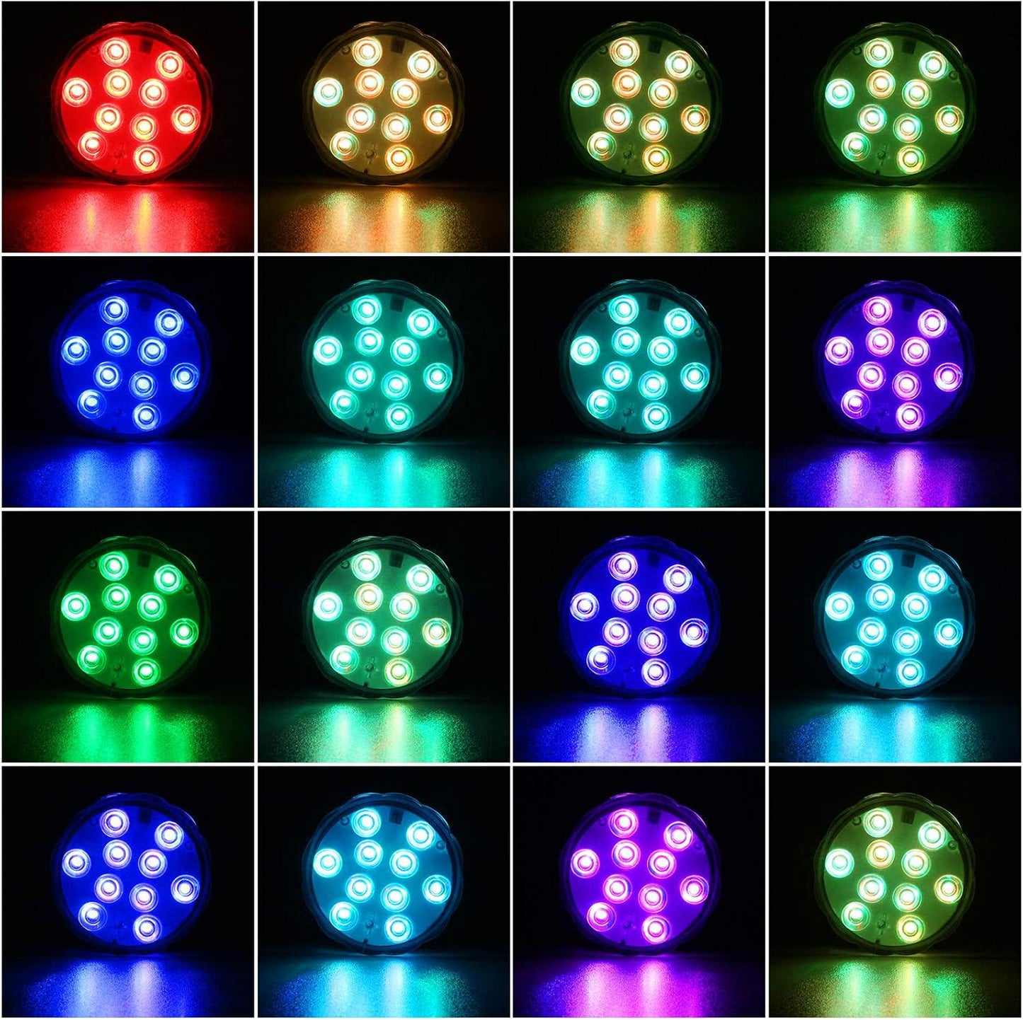 YiaMia Submersible Led Battery Operated Spot Lights With Remote, Decorative Fish Bowl Small Lamps For Aquarium Vase Base Pond Wedding Halloween Party (4 Pack)