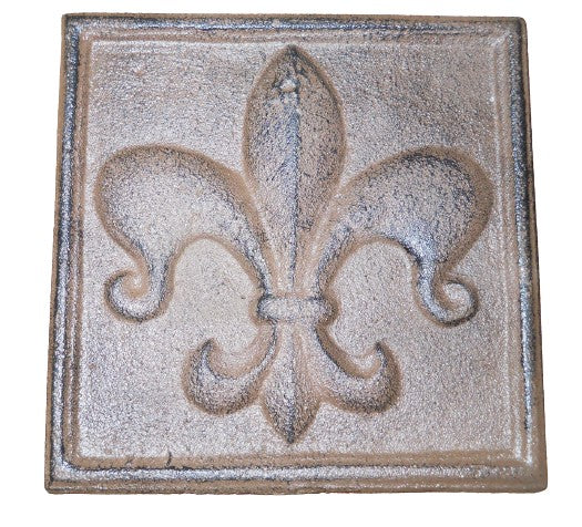 Cast Iron FLEUR DE LIS Plaque Finial Garden Sign Home Wall Decor Rustic Brown